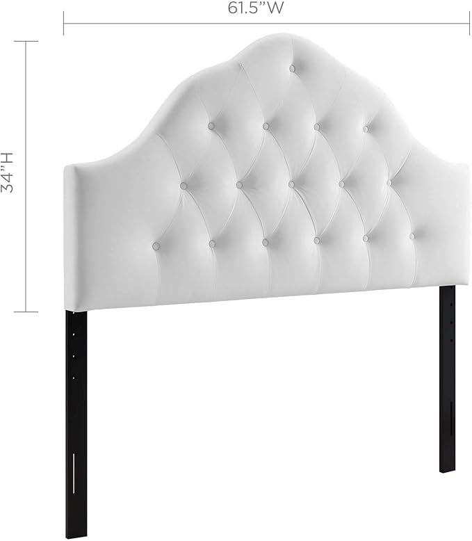 Modway Sovereign Queen Diamond Tufted Performance Velvet Headboard, White