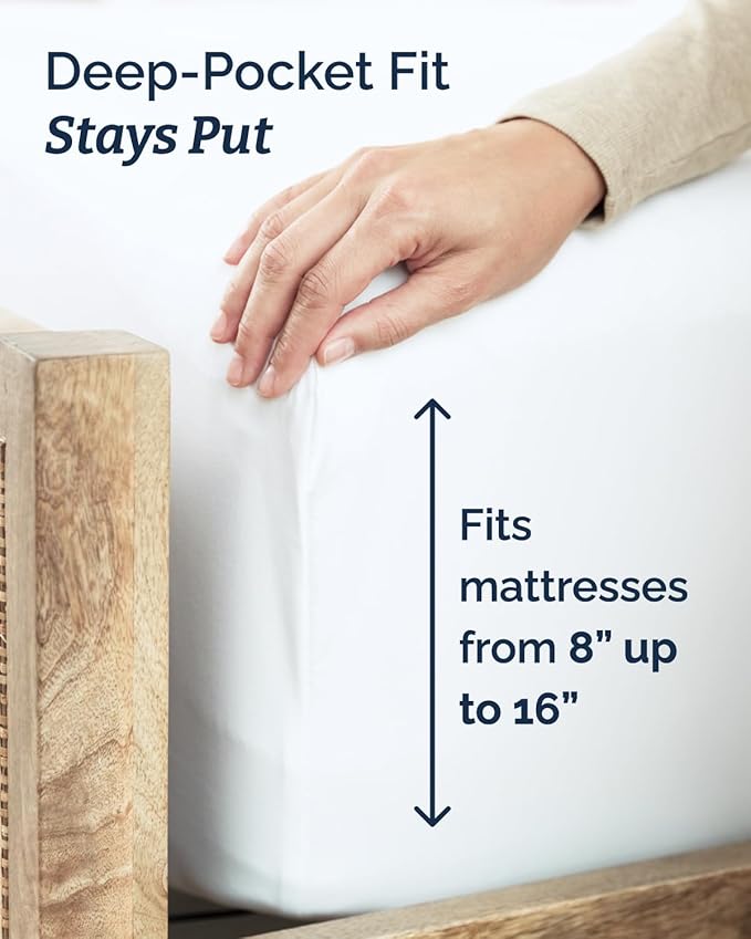Twin XL 4 Piece Sheet Set - Comfy, Breathable & Cooling - Hotel Luxury Bedding for Women, Men, Kids, Teens and Children - 1 Flat & 1 Fitted Sheet & 2 Pillowcases w/ Deep Pockets - Wrinkle Free - White