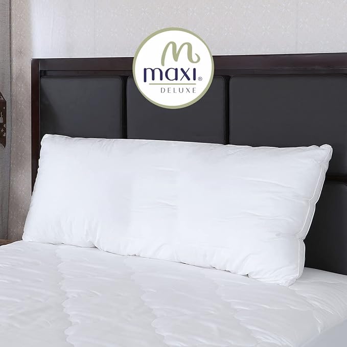 Maxi Deluxe Body Size Bed Pillow – Ultra Soft & Comfortable – Versatile for Side, Back & Stomach Sleepers – 300TC Cotton Top – Single Pack – (Body Size Pillow is 20 x 55)
