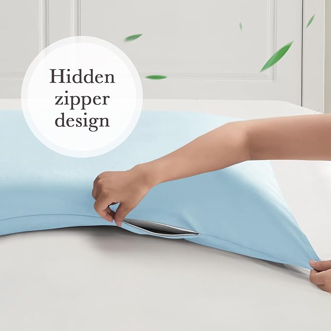 Curved Pillow Case King Size, Side Sleeper Pillow Cases Cover Cooling Rayon Derived from Bamboo with Zipper for hot Sleepers Hair and Skin, Breathable Silky Soft Pillowcase 1 Pack 20 * 36 Inches
