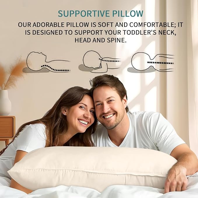 Organic Pillow with Pillowcase - 20x36 King Size Pillow with 100% Organic Cotton Shell, Adjustable Loft Organic King Plilow, Machine Washable, Soft, Perfect for Adults&Couples