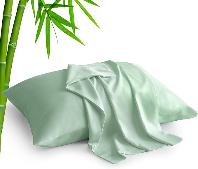 BEDELITE King Size Pillow Cases Set of 2, Rayon Derived from Bamboo, Cooling Pillow Cases for Hot Sleepers & Night Sweats, Breathable and Silky Soft Envelope Pillowcases(Mint Green, 20"x36")