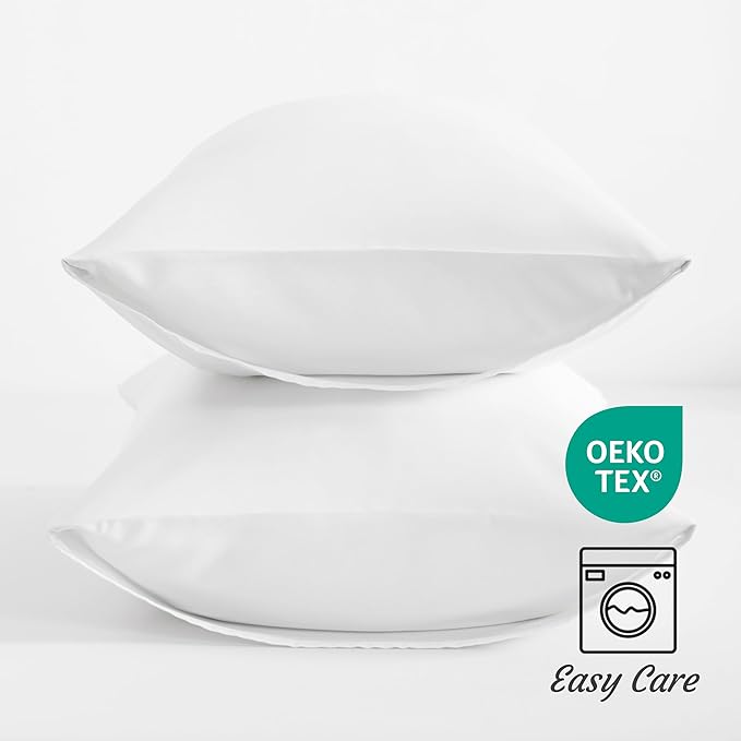 NTBAY King Pillow Cases Set of 2, 2 Pack Brushed Microfiber 20x36 Pillow Cases, Soft, Wrinkle, Fade, Stain Resistant White Pillow Cases with Envelope Closure, 20x36 Inches, White