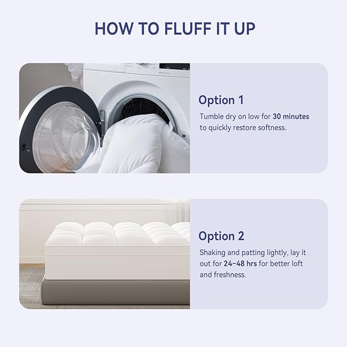 ELEMUSE Twin XL Mattress Topper for Dorm Bed, College Dorm Room Essentials for Girls&Guys, Soft Comfortable Bed Upgrade for Back to School, Apartment&Rental Use
