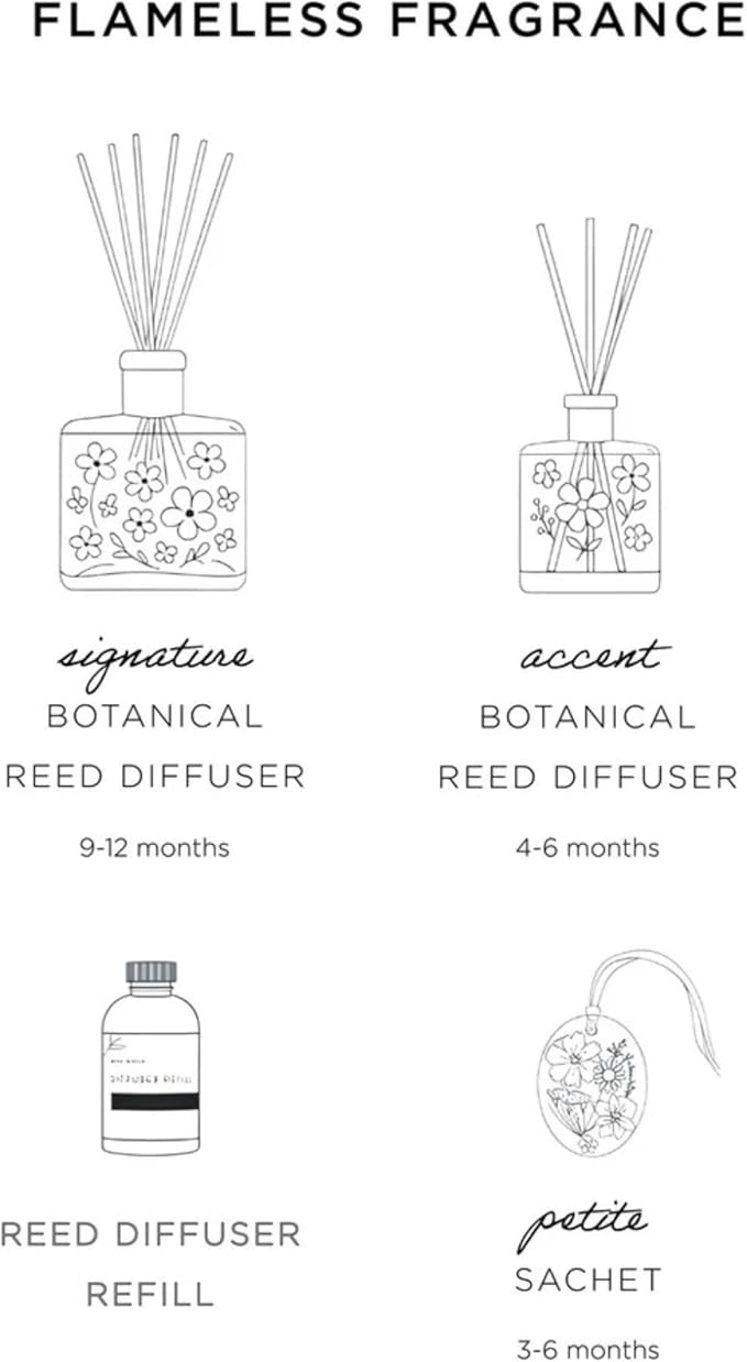Rosy Rings Sugared Citrus Signature Botanical Reed Diffuser, Single Piece, 13 oz Last 9-12 Months Glass Natural Oils with Floral Embedded Flowers Bright Fruity Aroma, Livingroom Decor Spa Relaxation