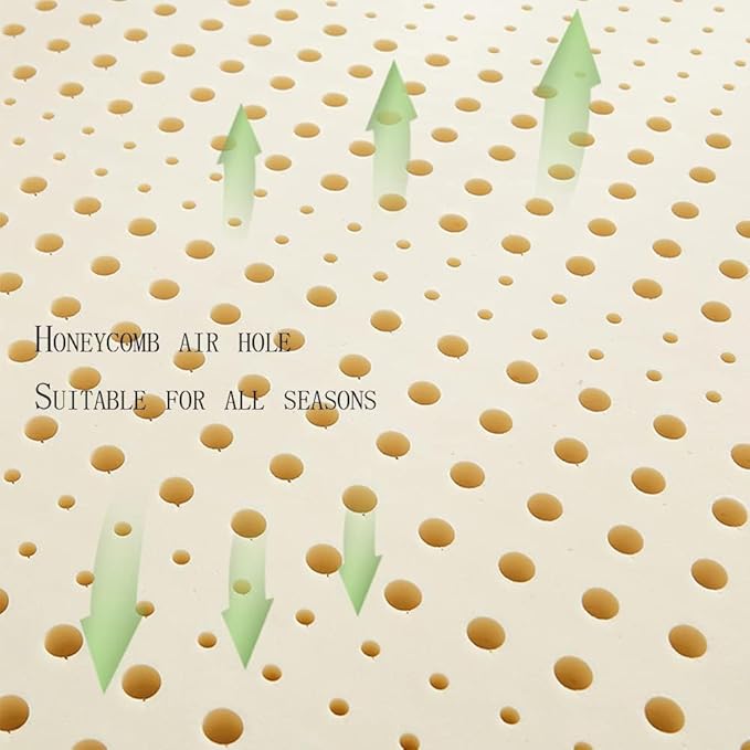 KLUFO 100% Natural Latex Mattress,Compression and No Deformation,Honeycomb Pore Ventilation,Soft and Comfortable, Latex Mattress,7.5cm,135x190cm(53x75in)