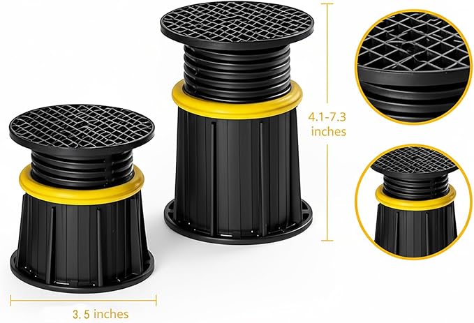 Adjustable Bed Support Legs Heavy-Duty, Bed Frame Center Support & Furniture Legs for Bed Frame/Sofa/Dresser, Height Adjustable 4.1-7.3 Inch (2 Pack)