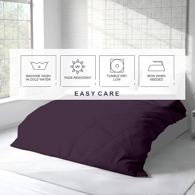 Kotton Culture 3 Pc Twin XL/Twin Duvet Cover Set-100% Egyptian Cotton 600 Thread Count Ultra Soft Premium Durable Comforter Cover Zipper Closure & Corner Ties- (Plum, 68" X 90")