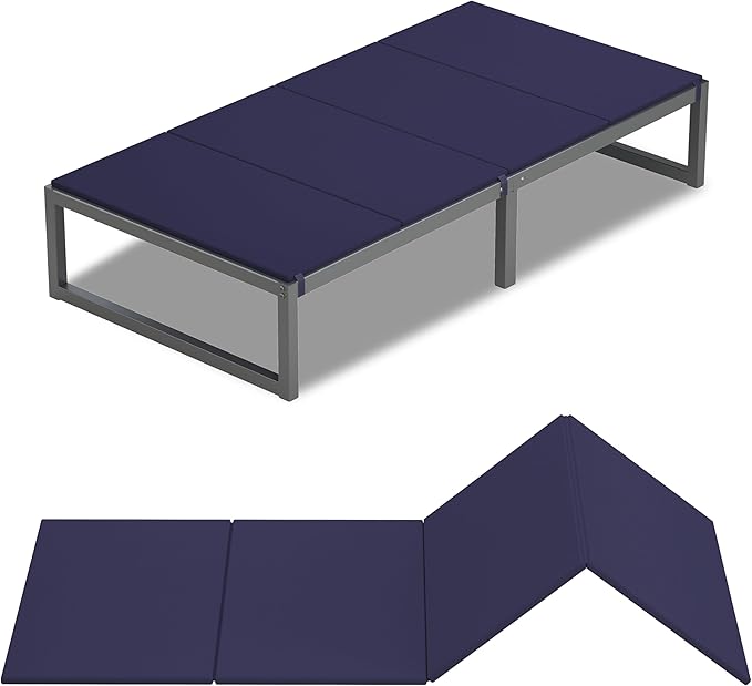 Lutown-Teen Bunkie Board Twin XL Under Mattress High-Density Polymer Bunkie Board Twin XL Size Anti-Sag, Breathable, Moisture Resistant, Noise Minimizing, Blue