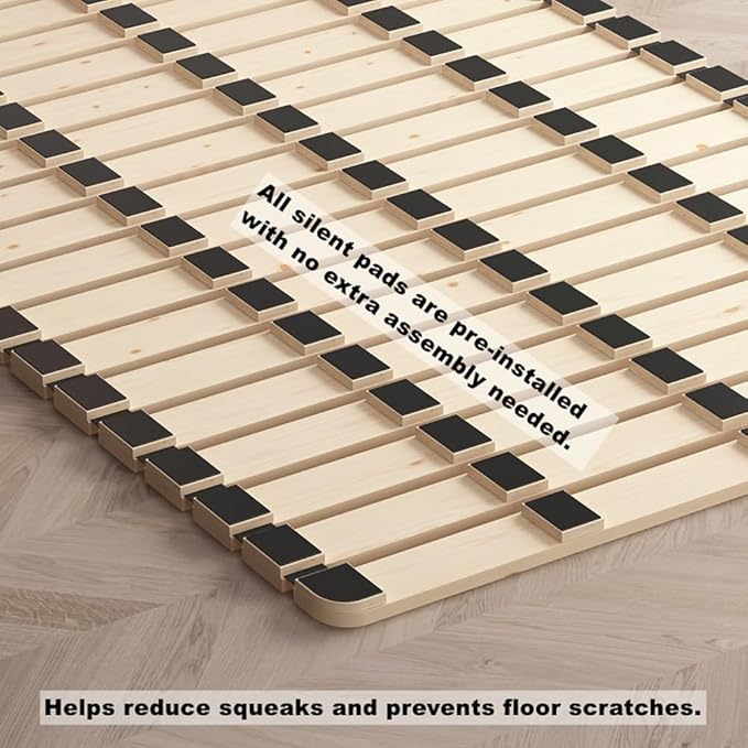 Floor Bed Frame King Size, Breathable Wooden Bed Plate, Wood Roll-Type Slatted Bed Japanese Futon Mattress, Floor Sleep Bedding (King)