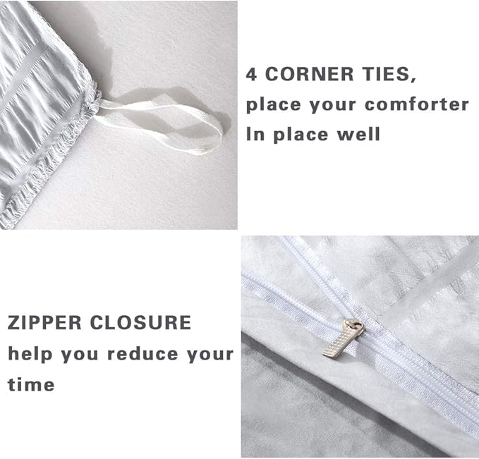 AveLom Light Gray Duvet Cover Cal King(104 x 98 inches), 3 Pieces (1 Duvet Cover, 2 Pillowcases), Seersucker Striped Soft Washed Microfiber, Textured Duvet Cover Set with Zipper Closure, Corner Ties