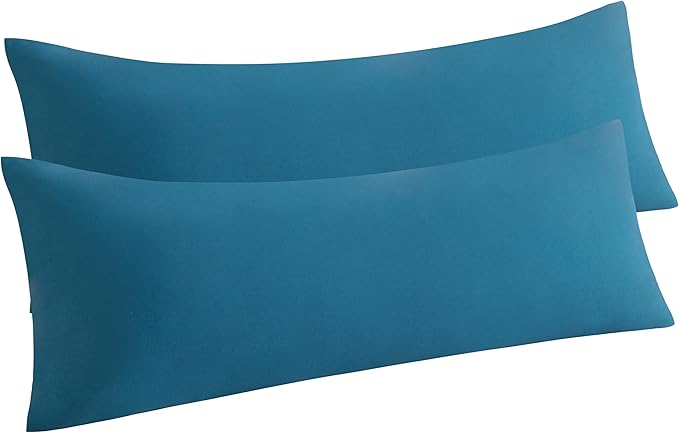NTBAY Body Pillow Cases Set of 2, 2 Pack Brushed Microfiber 20x54 Pillow Cases, Soft, Wrinkle, Fade, Stain Resistant Teal Blue Pillow Cases with Envelope Closure, 20x54 Inches, Teal Blue