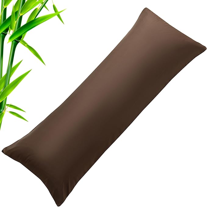 Body Cooling Pillow Cases Cover, Bamboo Rayon Body Pillowcases with Zipper Closure, Cool & Breathable Pillow Case for Hot Sleepers and Night Sweats, 20x54 inches, Chocolate Brown