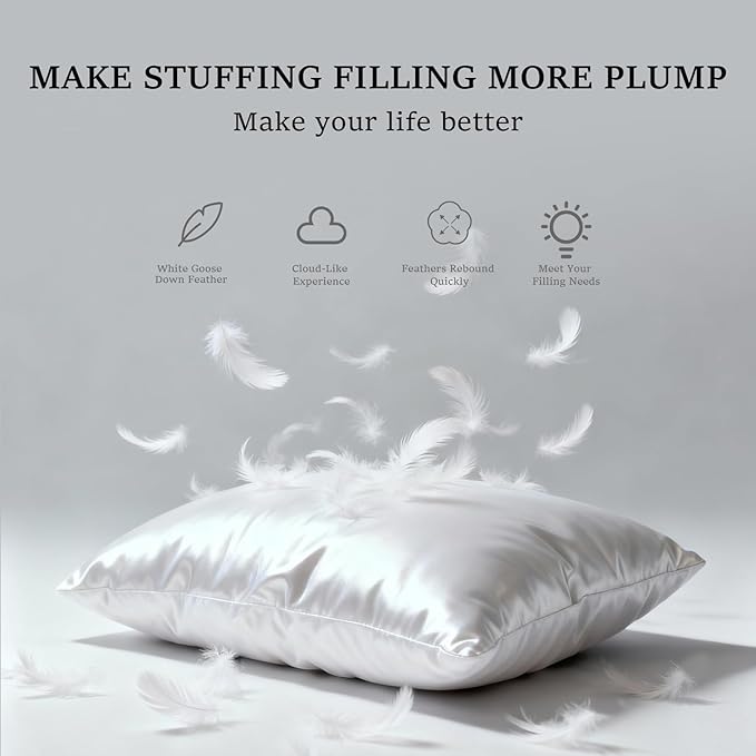 MOOX Down Feathers Pillow Filling Stuffing with 10% Goose Down 90% Feather Fluffy Blend Fill DIY Upholstery Crafts for Couch Cushions Bed Pillow Inserts Stuffing (4.0, Pounds)