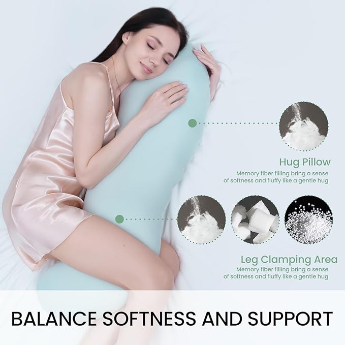 Body Pillows for Adults, Full Body Pillow for Side Sleepers, Long Body Pillow for Bed, Pea Pod Shape Long Pillow for Pregnancy Sleeping Full Body Support