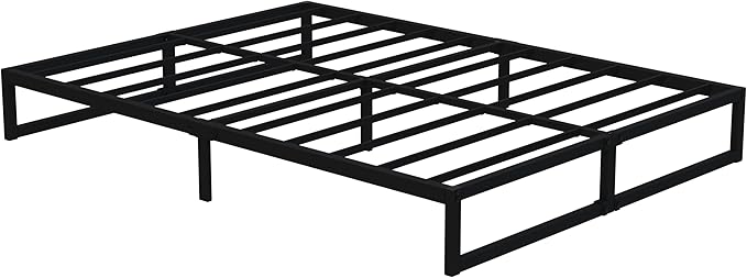 Lutown-Teen 12 Inch Bed Frame Queen Size Heavy Duty Steel Slat Support Metal Platform Queen Bed Frame No Box Spring Needed, Easy Assembly, Black