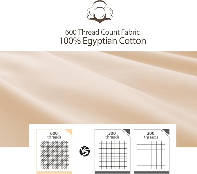 100% Egyptian Cotton Zippered Toddler Pillowcases Set of 4, 600 Thread Count Small Pillow Cases, Super Soft and Breathable Pillow Protector, 13x18 Inches (Beige, Toddler)