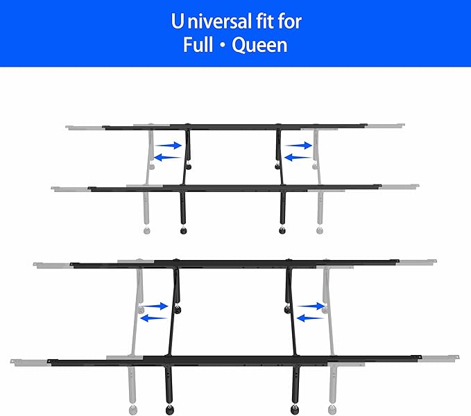 Bed Center Support with 8 Adjustable Legs - Heavy Duty Metal Middle Support Bar System for Full Queen Wood,Upholstered,Metal Beds