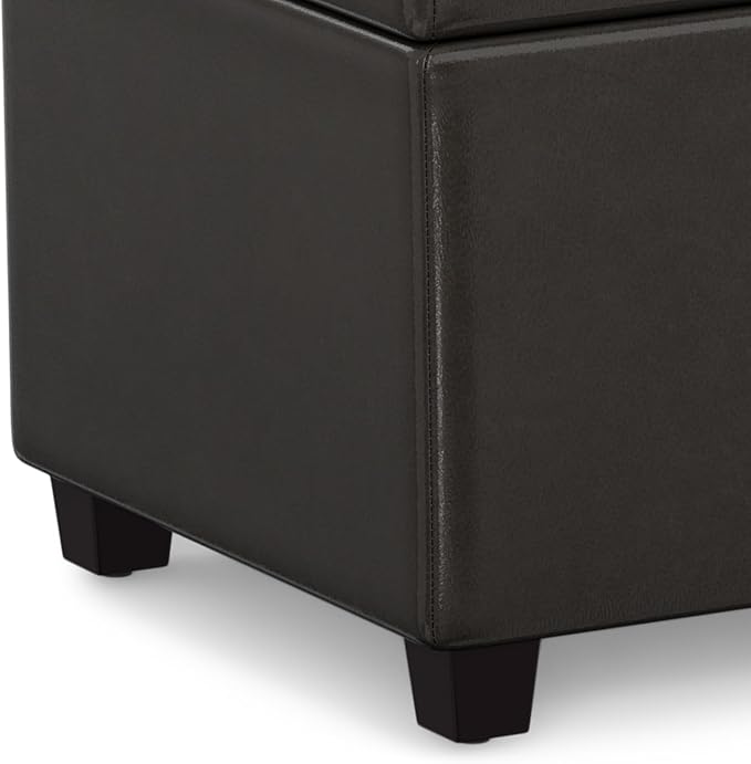 SIMPLIHOME Avalon Extra Large Storage Ottoman Bench - 54 inch Wide Upholstered Vegan Leather Rectangular Lift-Top Ottoman in Tanners Brown, Contemporary Bench for Living Room with Hidden Storage