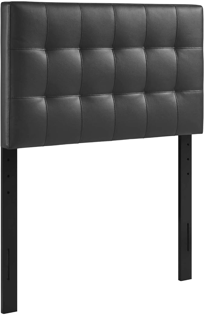 Modway Lily Tufted Faux Leather Upholstered Twin Headboard in Black