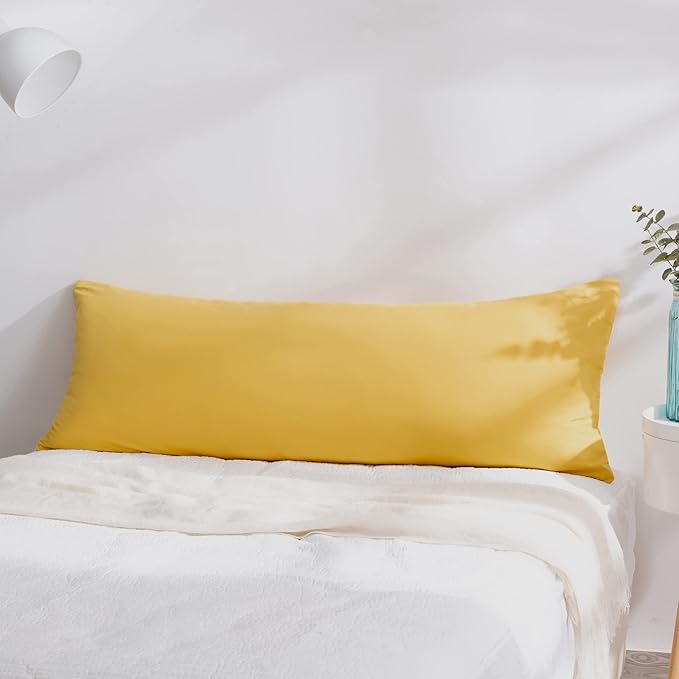 EVOLIVE Body Pillow Cover 21"x54", Ultra Soft Microfiber Pillowcase with Hidden Zipper, Breathable, Machine Washable, for Side Sleepers, Cover Only (21"x54" Body Pillow Cover, Spicy Mustard)