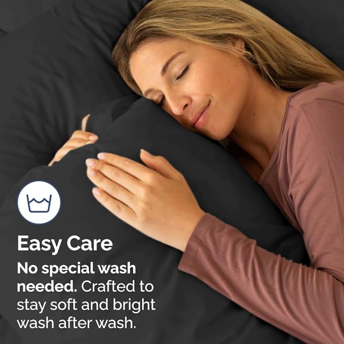 Body Pillowcases Set of 4-20x54 Long Body Pillow Case - Soft Body Pillow Cover for Sleeping & Side Sleepers - Comfy, Cozy Breathable & Fade Free - Machine Washable w/Envelope Enclosure - (Black)