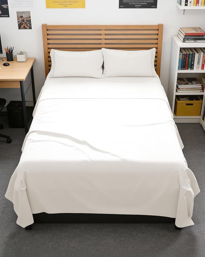 Full XL Bed Sheet - 4 Piece Full XL Bed Sheets Set - Ultra-Soft, Breathable & Cooling - Hotel Luxury Bedding for Women & Men w/ Deep Pockets - Wrinkle Free & Fade Resistant - Oeko-Tex - Antique White