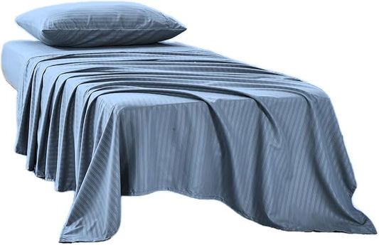 Kingnex 30x75x9 Striped 3 Piece RV Bunk Sheets Set for Narrow Twin Bed Soft Brushed 1800 Microfiber Bedding Set Includes 1 Cot Size Fitted Sheet 1 Flat Sheet 1 Pillowcase Cot Blue