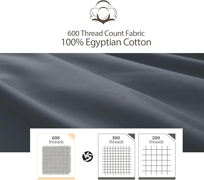 100% Cotton Classic Pillow Protectors with Invisible Zipper, 600 Thread Count Sateen Weave Soft and Breathable Pillow Cases, Protect Pillows from Dirt, Dust and Debris (King, 20"x36", Set of 2)