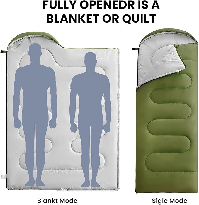 FARLAND Sleeping Bags for Adults, 3 Season Warm & Cool Weather, Lightweight Camping Sleeping Bag for Kids Family Camping Essentials with Compression Sack for Hiking