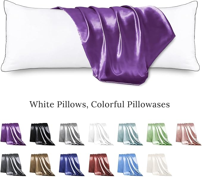 HUXMEYSON Body Pillow with Satin Pillowcase, Body Pillow for Adults, Removable Cover, (20"x54")