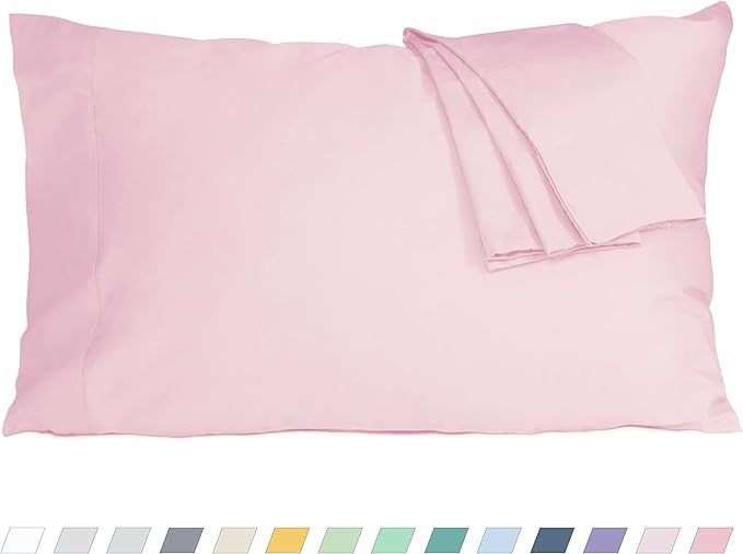 Pillow Cases, Standard Queen Size Cotton Percale Weave Pillowcases, Pre-Shrunk Breathable and Hypoallergenic Pillowcases, Set of 2 (2 Piece Standard/Queen 20 Inch x 30 Inch, Dark Pink)