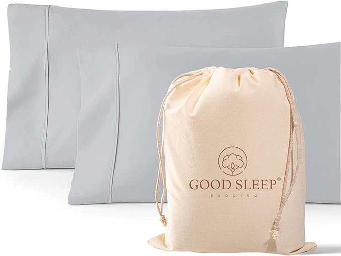 1000 TC Light Gray King Pillowcases Set of 2 100% Egyptian Cotton Pillow Cases with Long Staple Cotton & Sateen Weave, Silky Soft Hotel - Like Bed Pillow Covers for Comfy Sleeping, Snug Fit