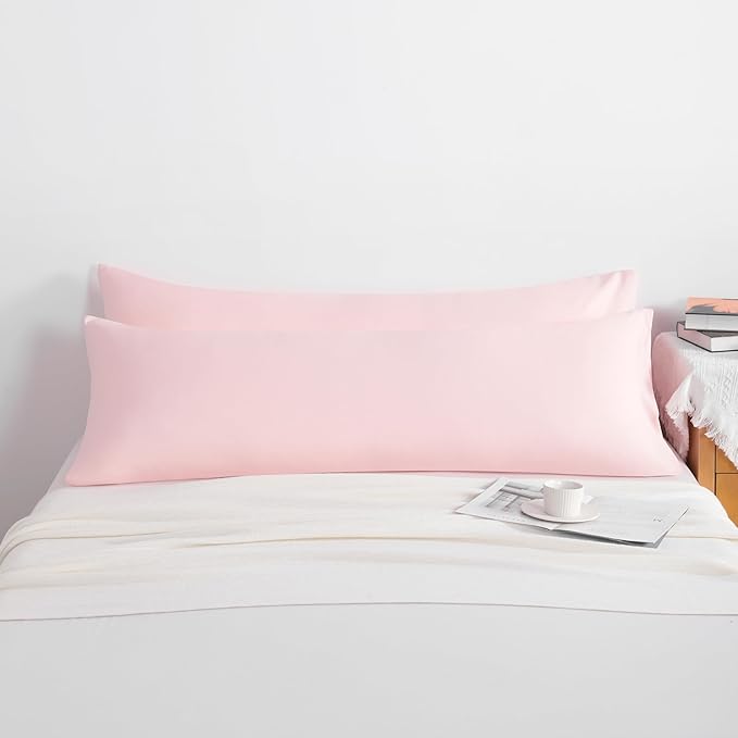 NTBAY Body Pillow Cases Set of 2, 2 Pack Brushed Microfiber 20x54 Pillow Cases, Soft, Wrinkle, Fade, Stain Resistant Blush Pink Pillow Cases with Envelope Closure, 20x54 Inches, Blush Pink