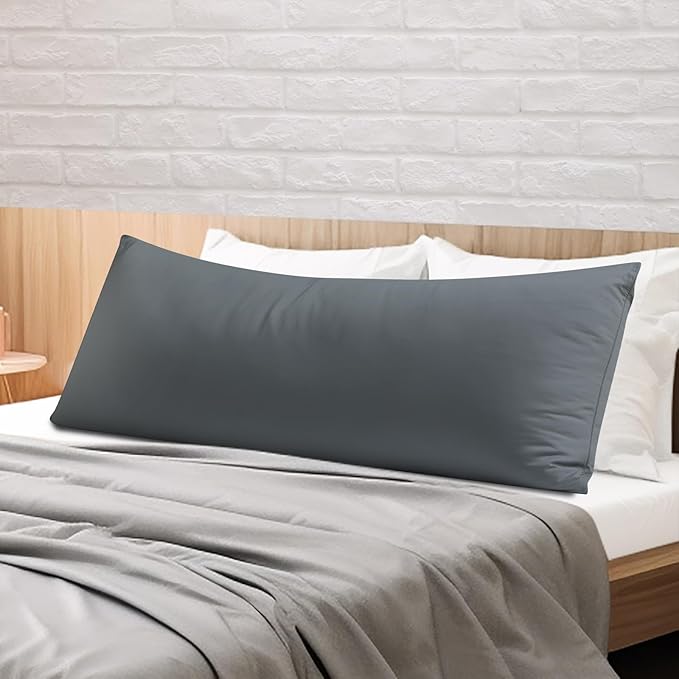 Body Pillow Cover Long Pillow Case,100% Egyptian Cotton Bed Pillow Protector with Zipper,400 Thread Count Cooling Full Body Pillowcase for Adults 20x54 Inches (1 Pack,Dark Grey)