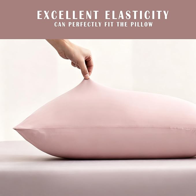 TELUS Cooling Pillowcases King Size 2-Pack, Silky Soft Breathable Pillow Case with Envelope Close, Stay Cool Pillow Cover for Hot Sleepers and Night Sweats, 20x36 Inch, Pink