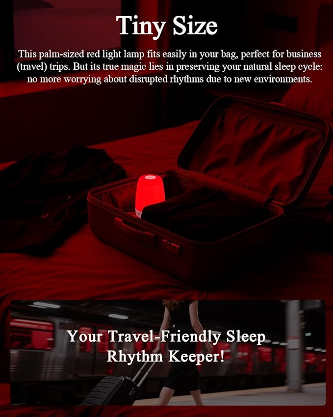 Red Light Night Light for Bedroom - 670nm Sleep-Enhancing Lamp, 2 Color Mode, 3 Brightness Level, Touch Control, 2H Timer, Memory Function, USB Charging, Sleep Christmas Gift for Adults&Kids