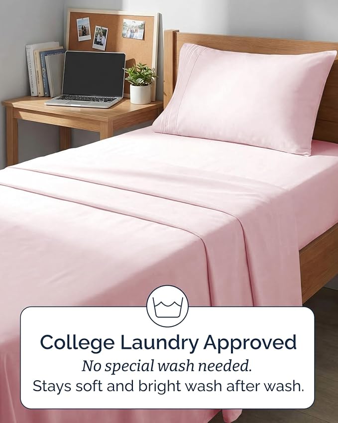 Twin XL Size 3 Piece Sheet Set - Comfy Breathable & Cooling Sheets - Hotel Luxury Bed Sheets for Women & Men - Deep Pockets, Easy-Fit, Soft & Wrinkle Free Sheets - Lavender Pink Oeko-Tex Bed Sheet Set
