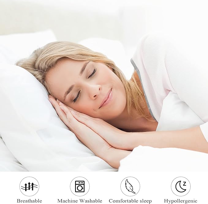 100% Egyptian Cotton Pillow Protectors Set of 2, 600 Thread Count Standard Size Bed Pillow Cases with Zipper, Sateen Weave Cooling Pillow Cases Quiet and Breathable Easy Care (2PCS, Standard, White)