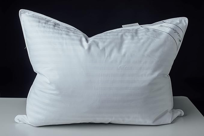 Goose Down Feather Soft Pillows One Pillow 100% Cotton Supportive Bed Pillow Stripe White Color Standard Size 20x26 inch