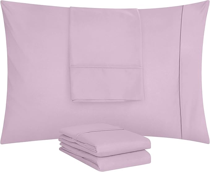 Utopia Bedding King Pillow Cases - 4 Pack - Envelope Closure - Soft Brushed Microfiber Fabric - Shrinkage and Fade Resistant Pillow Covers King Size 20 X 40 Inches (King, Lavender)