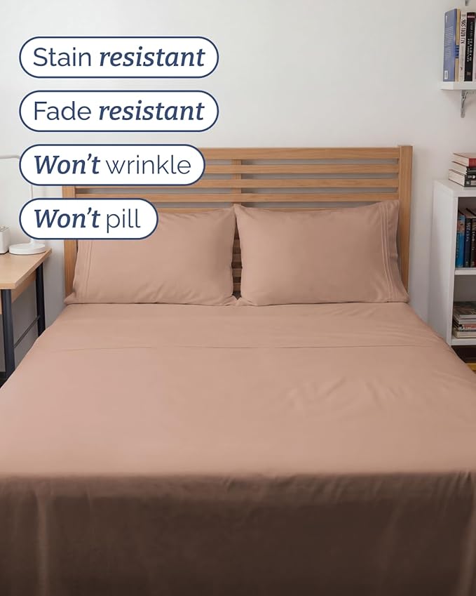 Full XL Bed Sheet - 4 Piece Full XL Bed Sheets Set - Ultra-Soft, Comfy, Breathable & Cooling - Hotel Luxury Bedding for Women & Men with Deep Pockets - Wrinkle Free & Fade Resistant - Oeko-Tex - Mauve