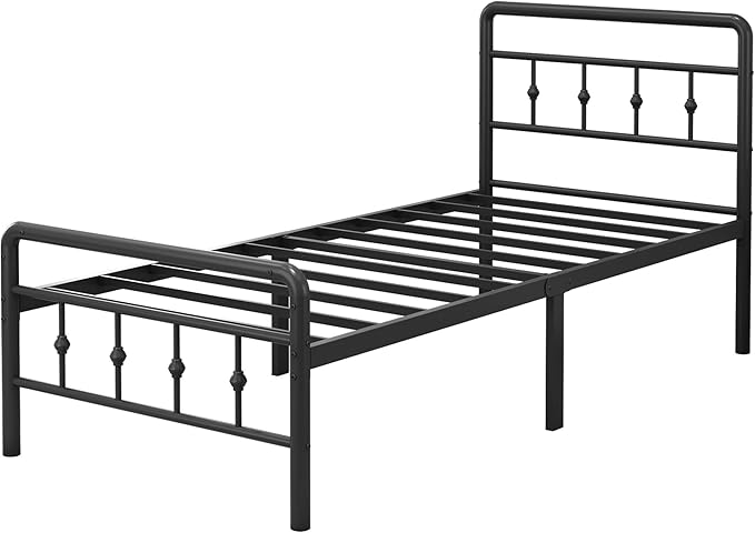 EMODA 16 Inch Twin XL Bed Frames with Headboard and Footboard, Heavy Duty XL Twin Metal Slats Support Mattress Foundation, No Box Spring Needed, Easy Assembly