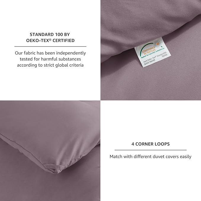 CozyLux Twin Comforter Set Dusty Purple, 2 Pieces Twin Extra Long Solid Breathable Bedding Sets College Dorm, Twin XL Grayish Purple Luxury Bed Set with Down Alternative Comforter and 1 Pillowcase