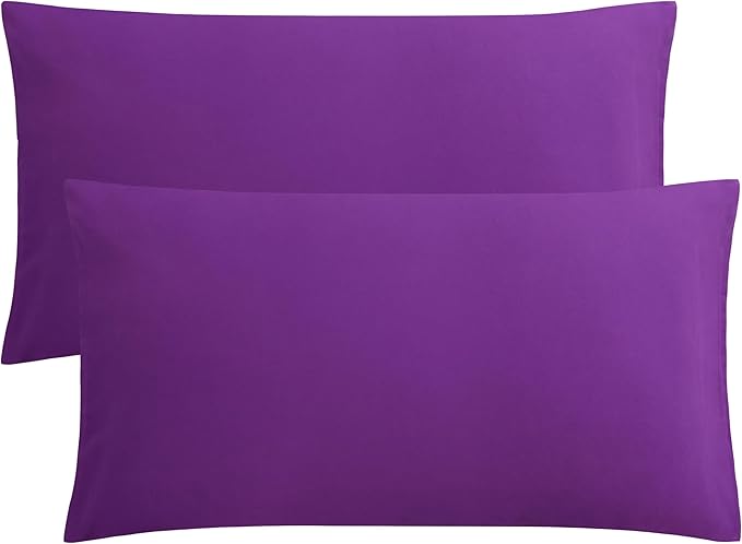 FLXXIE King Pillow Cases Set of 2, Soft Microfiber Pillow Covers with Envelope Closure, Wrinkle, Fade and Stain Resistant Pillowcases, 20x36, Purple