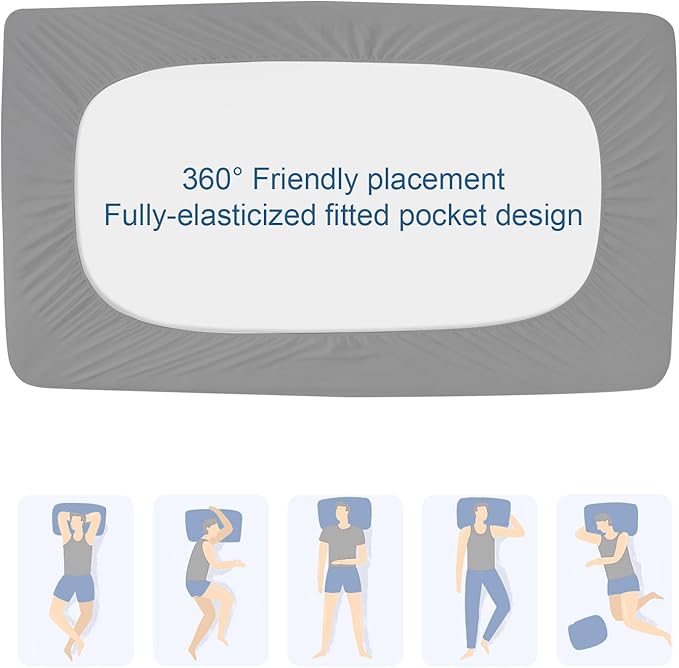 Twin Extra Long (XL) Mattress Protector Pad Waterproof Quilted, Breathable & Cooling Twin XL Mattress Cover Fitted for College Dorm Room Essentials with Deep Pocket Up to 14", (Gray)