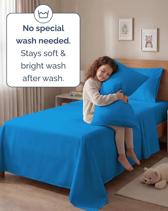Twin 4 Piece Sheet Set - Comfy, Breathable & Cooling - Hotel Luxury Bedding for Women, Men, Kids, Teens & Children - 1 Flat & 1 Fitted Sheet & 2 Pillowcases w/ Deep Pockets - Wrinkle Free - Royal Blue