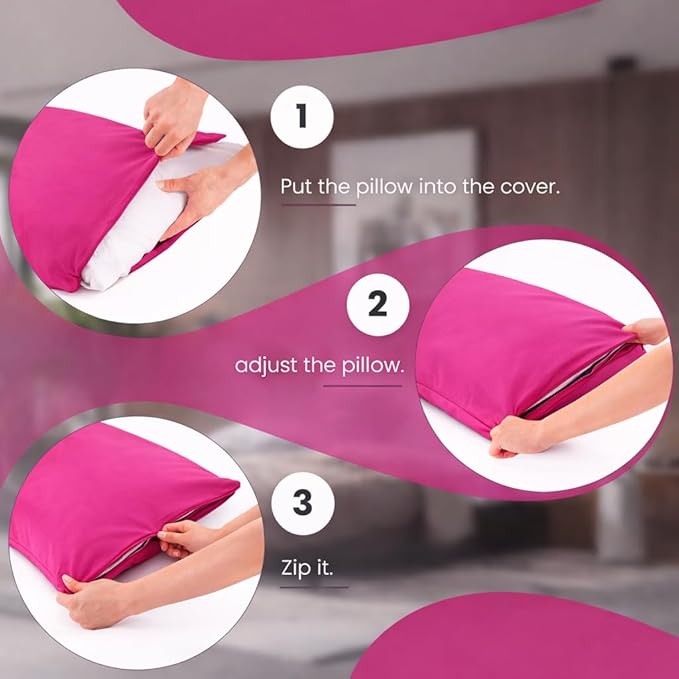 Evolive Ultra Soft Microfiber Body Pillow Cover/Pillowcases 21"x54" with Hidden Zipper Closure (21"x54" Body Pillow Cover, Fuchisa Red)