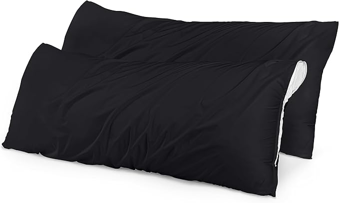 Utopia Bedding Premium 100% Waterproof Pillow Protectors with Zipper Body Size (Set of 2), Bed Bug and Dust Mite Proof Zippered Pillow Covers, Pillow Encasement Cases, Black