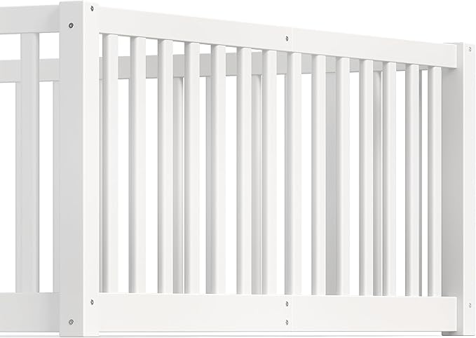 Bellemave Full Size Montessori Floor Bed with 23.5" High Rails, Pine,Plywood Full Floor Bed with Small Door, White